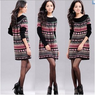 Bohemia style Dress Pullover Tunic Sweater Free Size Free Shipping  W1319