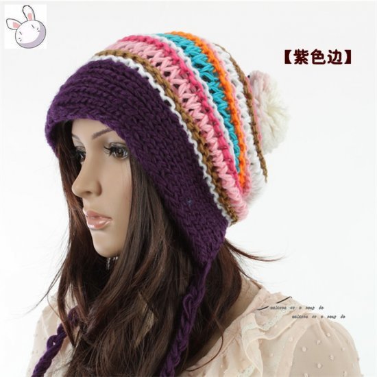 Bohemia women's student hat autumn and winter knitted hat ear protector cap knitting wool cap female