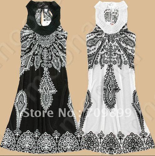 Boho Retro Women's totem pattern Dress Mini Sleeve Summer Club Hot Dance Dresses  e0855