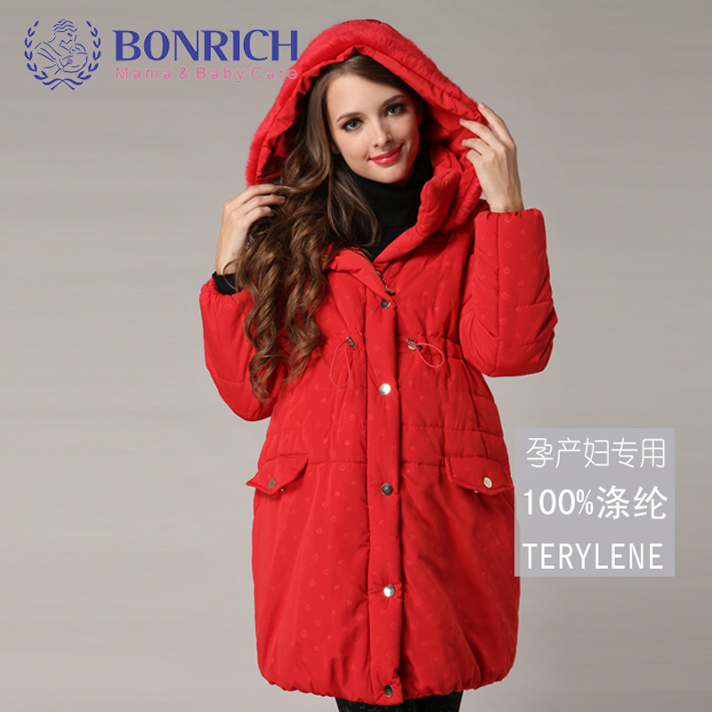 Bonrich maternity clothing winter outerwear cotton-padded jacket medium-long outerwear wadded jacket