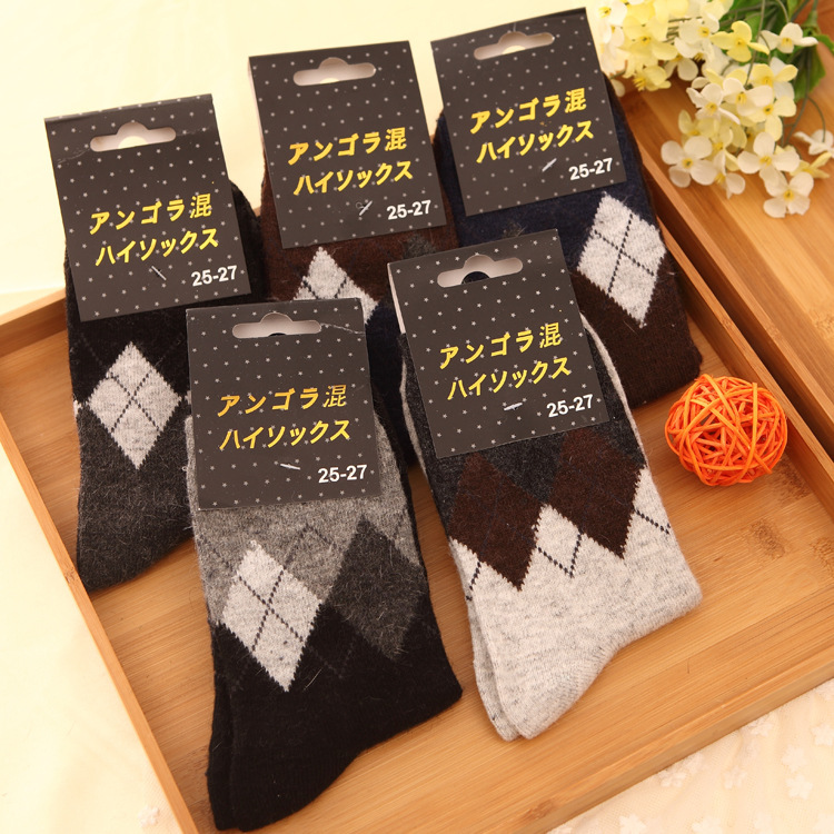 Both men and women cotton socks high quality wool socks 4 case diamond male/female socks qiu dong warm socks