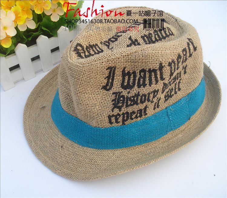 Boutique linen straw braid women's jazz hat summer cap male cap outdoor sun-shading hat beach