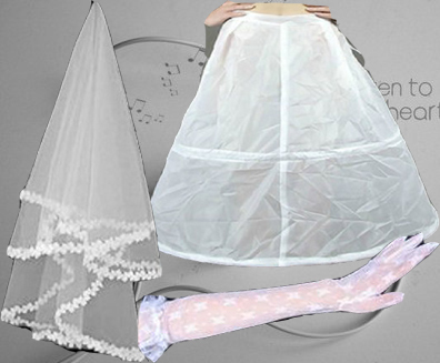 Boutique wedding dress piece set bride piece set gloves skirt veil the bride accessories