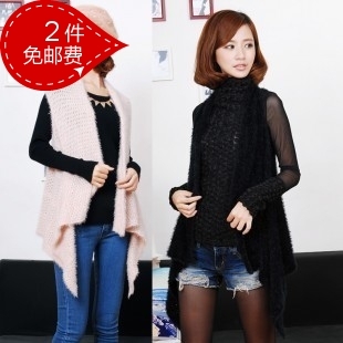 Boutique women's loose macrotrichia cardigan clothing sweater cape long design outerwear