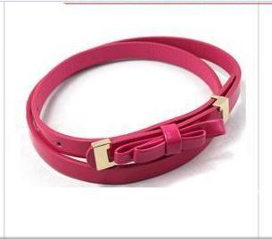 Bow agings fashion decoration women's japanned leather thin belt casual all-match belt cronyism black powder
