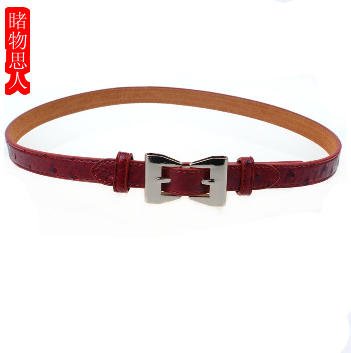 Bow belt women's thin belt decoration belt genuine leather strap accessories all-match fashion