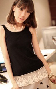 Bow lace worn alone black camisole shirts