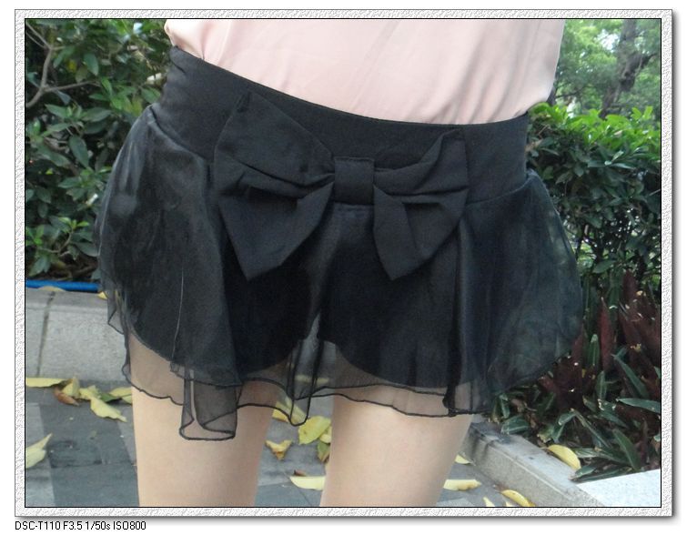 Bow organza bust skirt shorts skorts short skirt layered dress