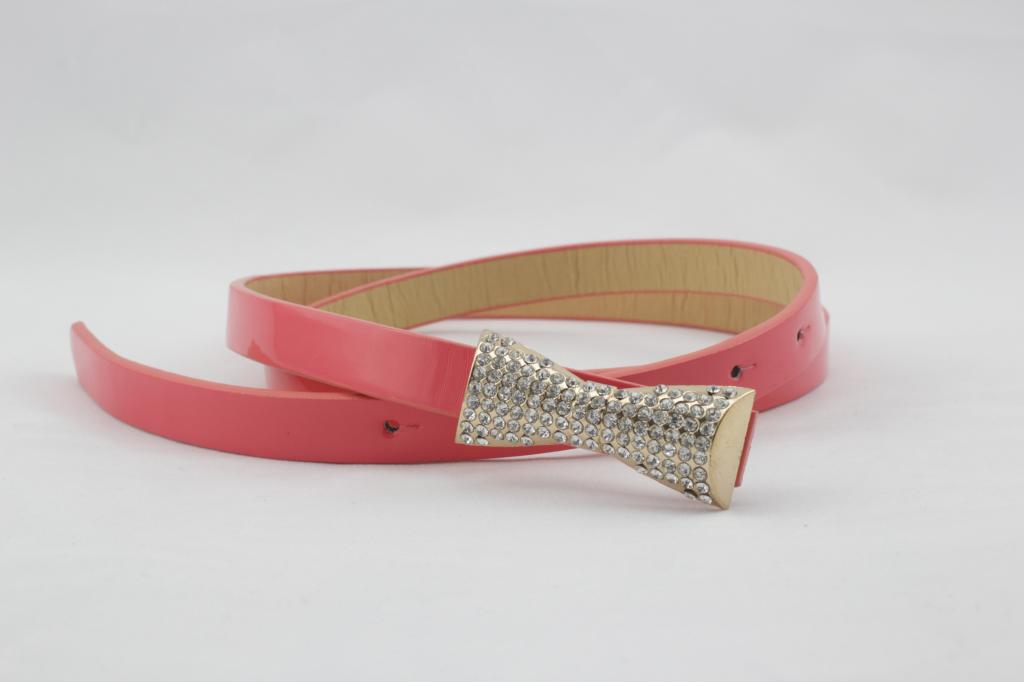 Bow rhinestone japanned leather belt strap women's Women 5