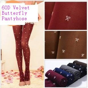 Bow samll  butterfly velvet pantyhose ,Cute and warm leggings.Free shipping!