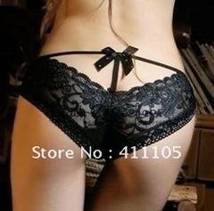 Bow Transparent lace sexy butt-lifting seamless briefs 100% cotton mid waist panty 150pcs/lot+free shipping(EMS)