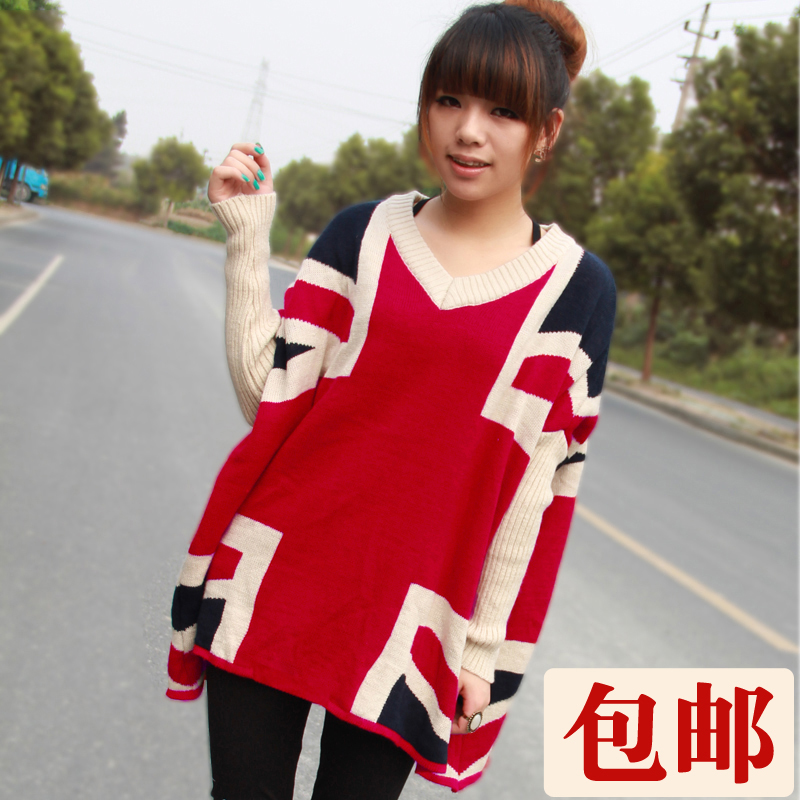Box autumn and winter women sweater outerwear Women plus size thickening loose batwing sleeve sweater