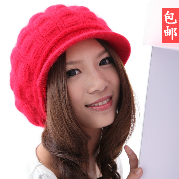 Box fox ball women's autumn and winter rabbit fur hat winter knitted hat red