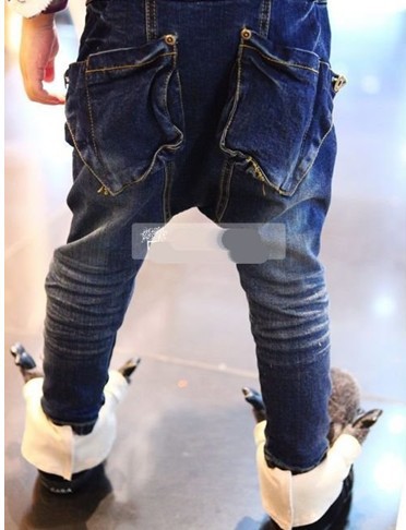 boy's girl's fashion autumn denim pants children loose jeans kids long blue trouses 5pcs/lot free shipping