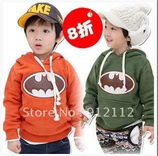 boy's Hooded sweater outerwear babys cartoon bat embroidered 5pcs/lot