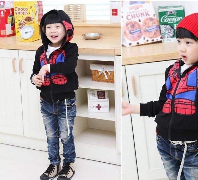 boys clothes wholesale Spider-man cardigan jacket Hoodie coat 5pcs/lot  3color  Free  shipping