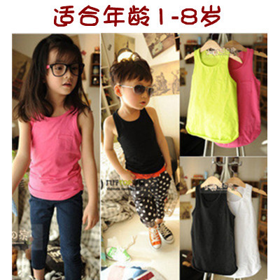 Boys clothing girls clothing child T-shirt short-sleeve vest summer 2013 100% cotton baby clothes z