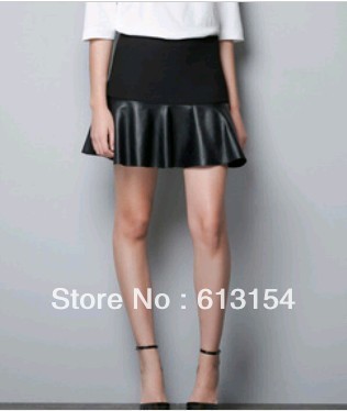 (BR-024)2013 new arrival PU stromatolith/laminated mini leather skirt short skirt slim skirt