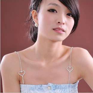 Bra rhinestone love diamond metal shoulder strap bra underwear double shoulder strap