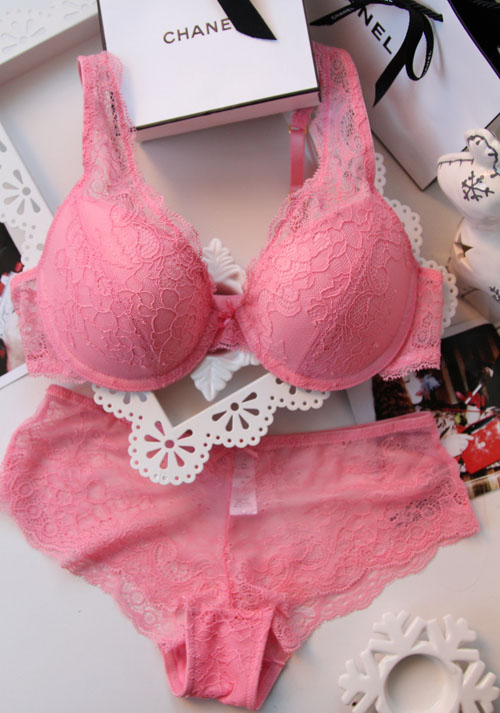 Bra set big lace sexy comfortable and natural small push up