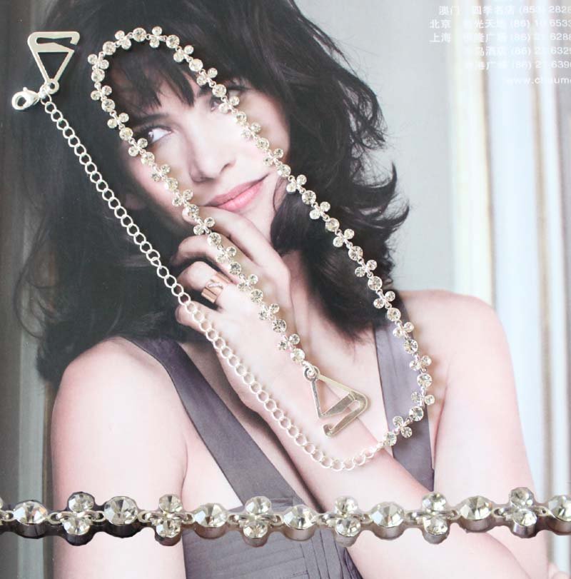 Bra Strap!BB172-195!Free Shipping!6Pairs/Lot!Crystal Color!Fashion Brass Metal Chain Imitation Diamond Underwear Products