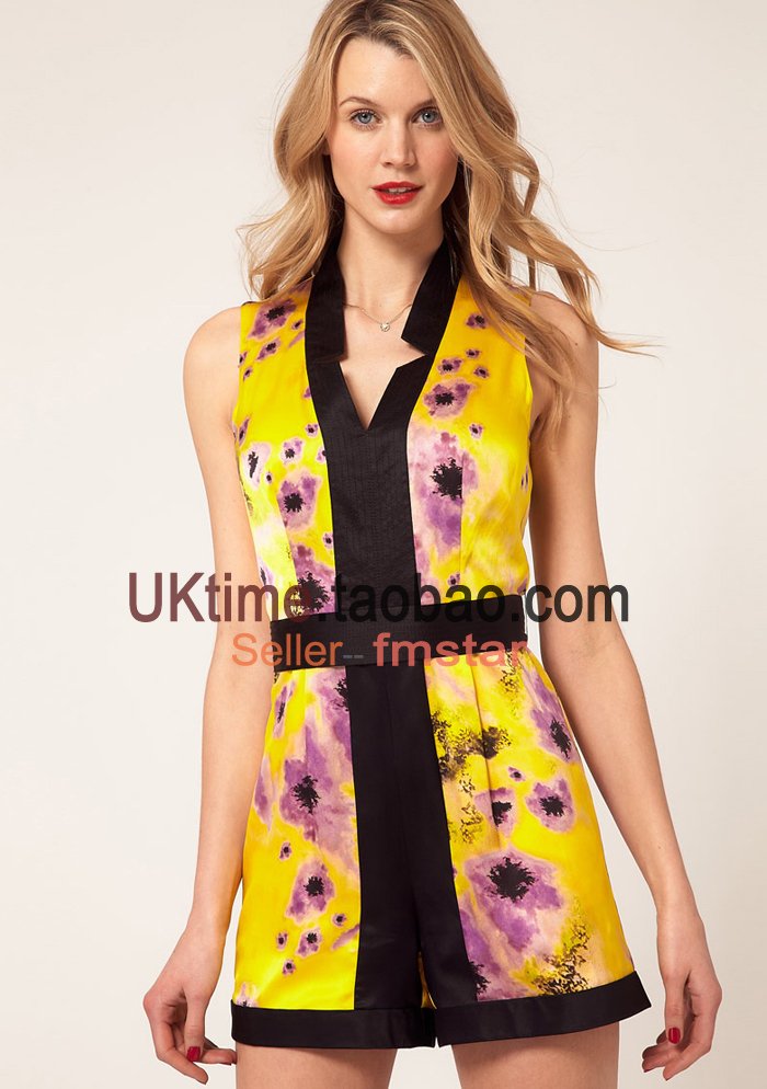 [Brand] 2012 Summer New fashion women dresses slim print jumpsuit plus size Free shipping !
