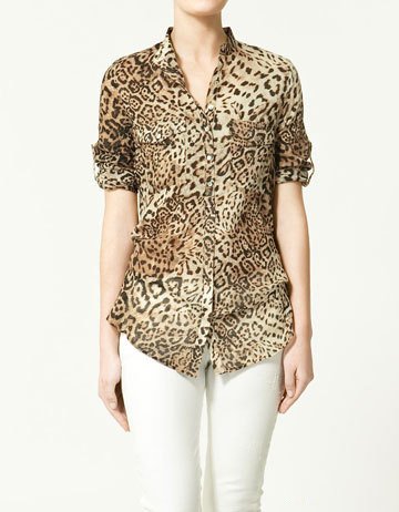 BRAND Exclusive Europe style, unique sexy leopard chiffon long ladies blouse