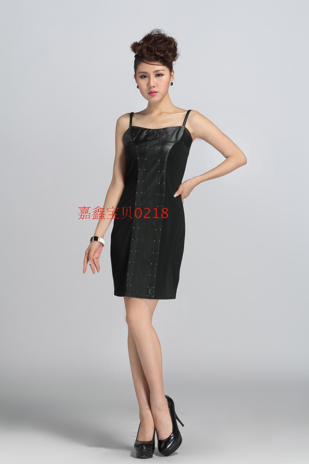 brand new 2012 summer star women's autumn and winter leather slim hip sexy slim one-piece dress free shipping