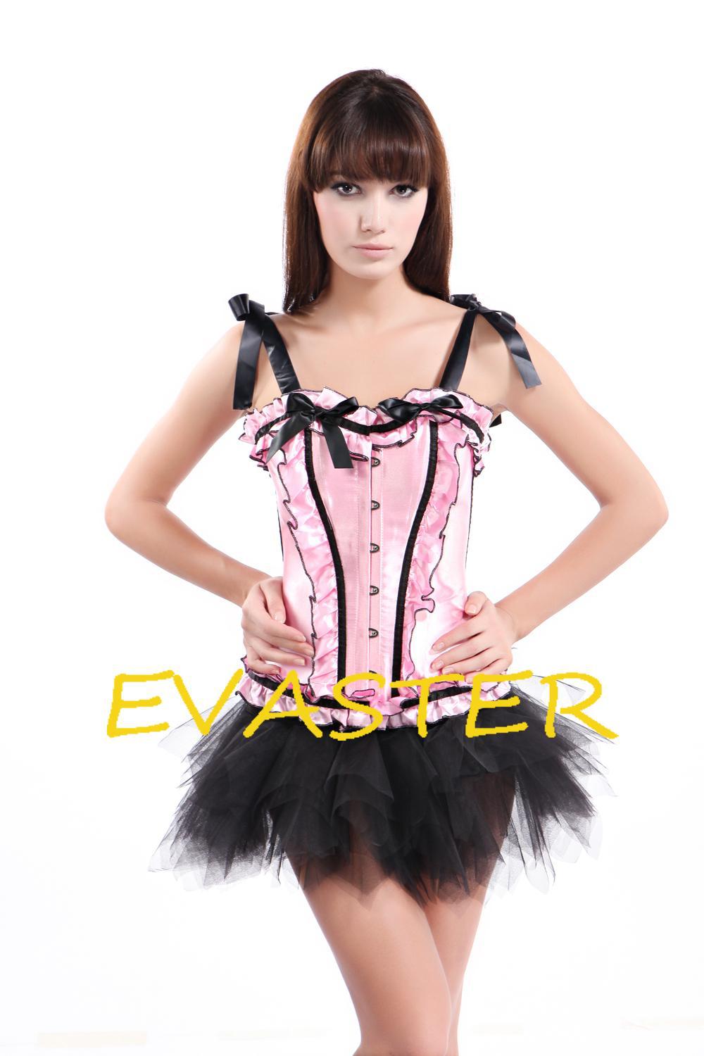 Brand new Fashionable hotsale Satin Tie Strap Burlesque sexy corset free shipping