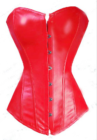 Brand New Leather Boned Lace up Back Corset Hot Sale Top Red Bustier With G-string