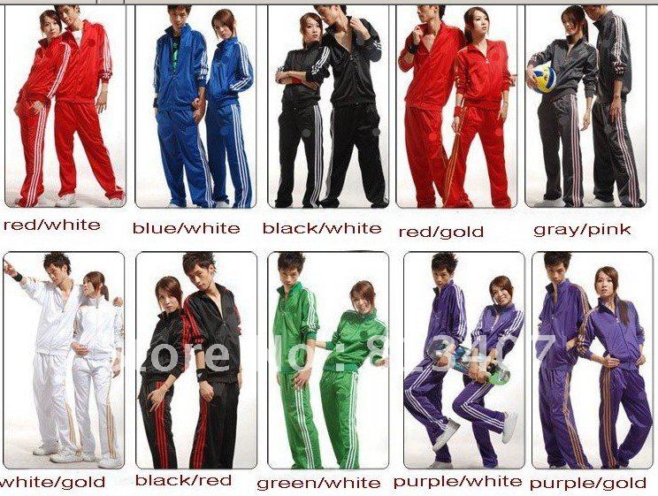 Brand new women's long-sleeve track sport suits men's tracksuit lesure suits cheap clothes jacket+pants clothing set uniforms