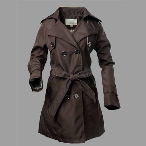 Brand New Womens Long Sleeve Slim-fit Plaid Windbreaker Jacket Coat