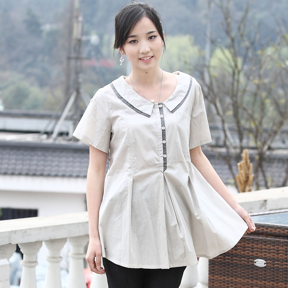 Breathable comfortable 100% cotton maternity top ys262704