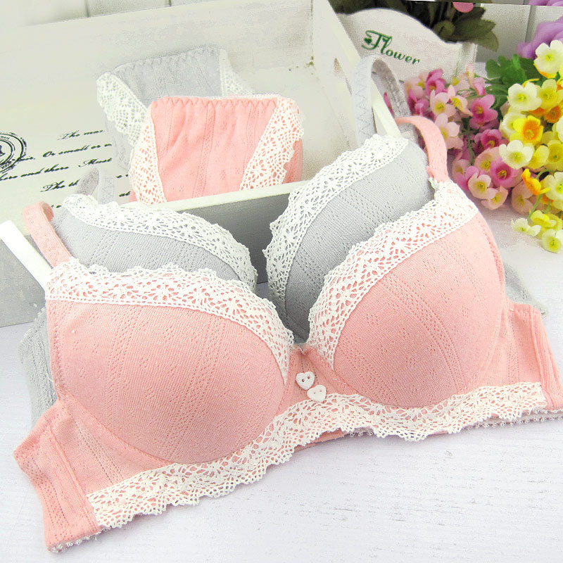 Breathable cotton bra lace underwear sweet bra set juniors underwear set