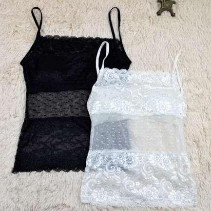 Breathable gauze lace spaghetti strap long design tube top tube top small vest belt pad the disassemblability anti emptied
