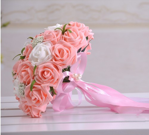 Bridal Bouquet Made With 30pcs Simulation Artificial Flowers Wedding Throw Bouquet High In Quality Also Used As Car Decoration
