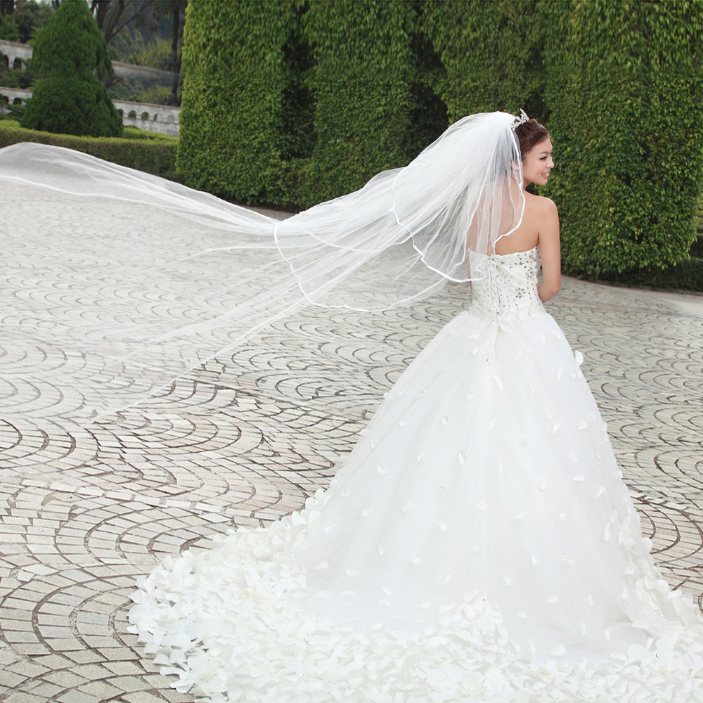bridal  long veil, wedding dress veil, luxury multi-layer veil, 012 white ,bride head veil