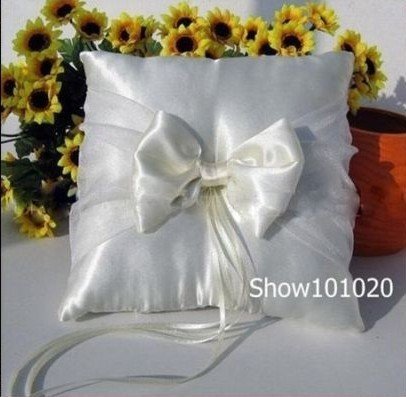 Bridal Pillow,Cream Satin Wedding Ring Cushion Free Shipping