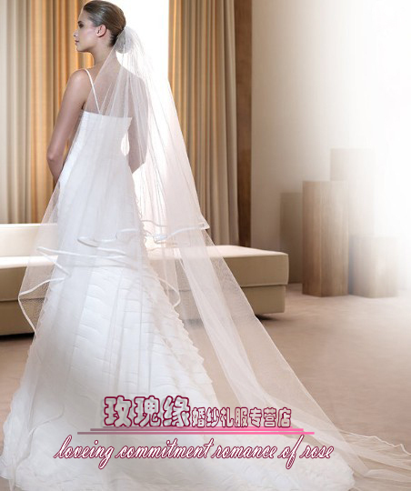 Bridal veil 3.5 meters ultra long double layer veil formal wedding dress accessories hot-selling Free Shipping