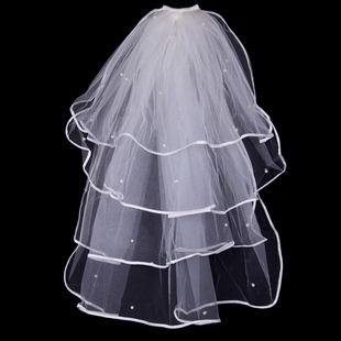 Bridal veil 4 pearl large wedding formal dress accessories bridal accessories ts20