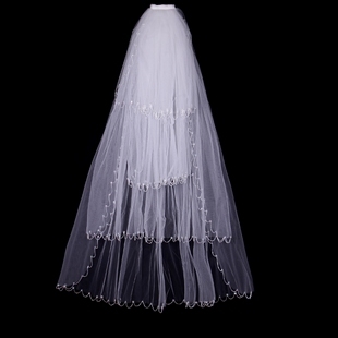Bridal veil beaded pearl quality veil formal wedding dress accessories ts16