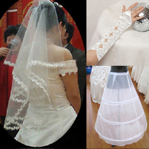 Bridal veil elastic mitring gauze skirt piece set combination white