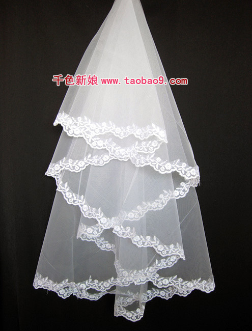 Bridal veil flowers white 1.5 meters vintage laciness princess royal wedding dress veil 3