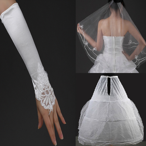 Bridal veil gloves pannier bundle bride piece set