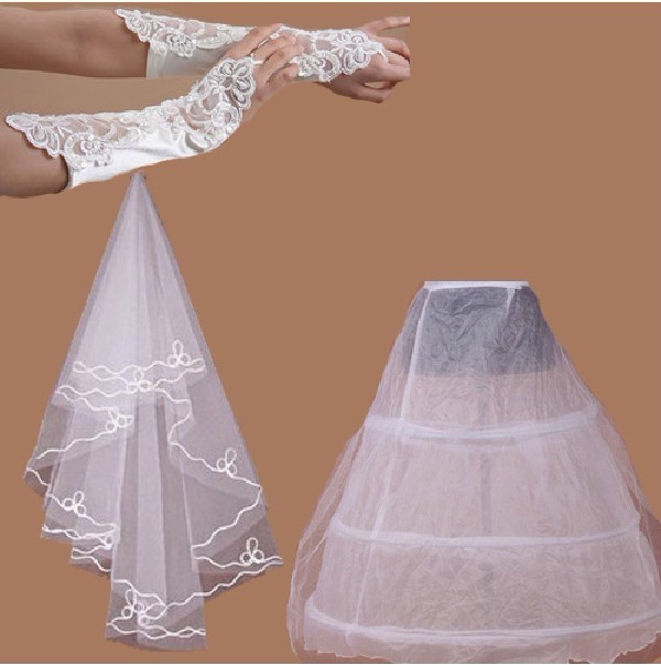Bridal veil gloves pannier piece set