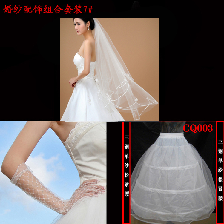 Bridal veil gloves pannier wedding accessories piece set wedding dress gloves veil multi-layer 7