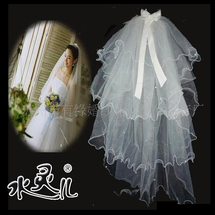 Bridal veil hair accessory 125cm bow veil sl61