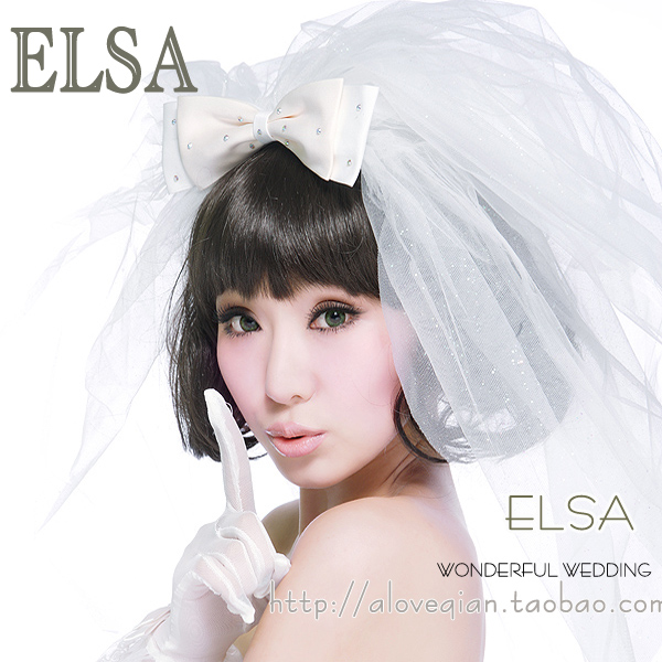 Bridal veil hair accessory wedding gloves accessories multi-layer bow veil