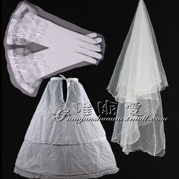 Bridal veil lace short gloves ring  combination bundle wedding dress formal dress accessories