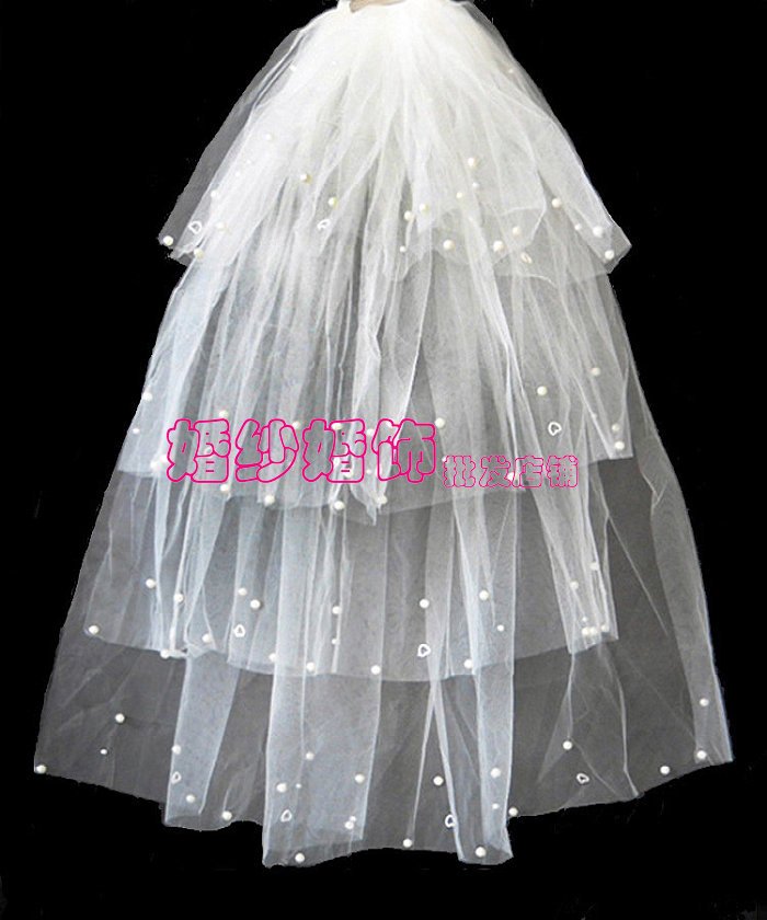 Bridal veil long veil pearl veil the bride hair accessory large veil t11